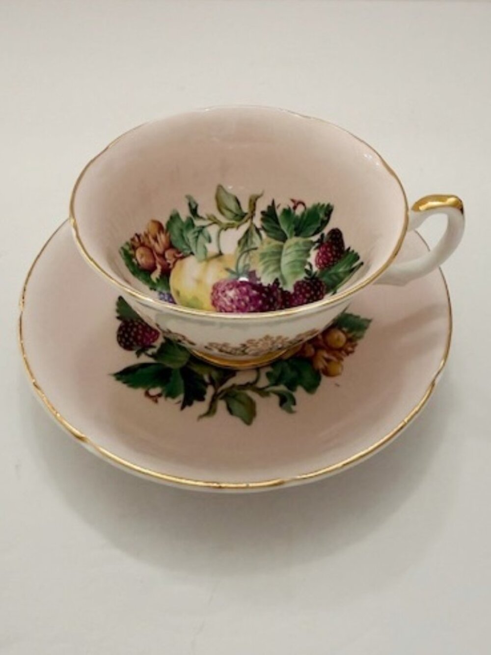 Royal Grafton Fine English Bone China Teacup & Saucer Fruit Orchard Design 1423